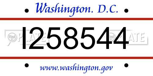 I258544 District Of Columbia License Plate