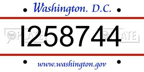 I258744 District Of Columbia License Plate