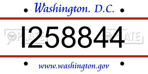 I258844 District Of Columbia License Plate