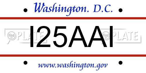 I25AAI District Of Columbia License Plate