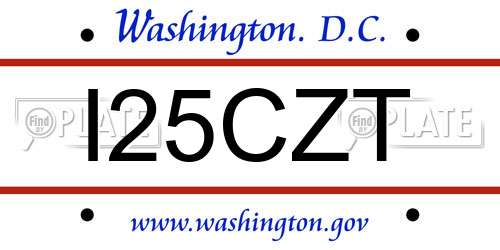 I25CZT District Of Columbia License Plate