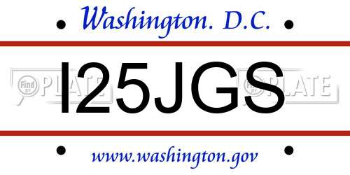 I25JGS District Of Columbia License Plate