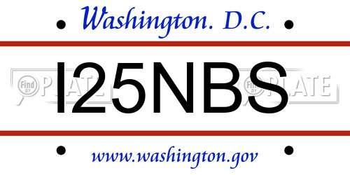 I25NBS District Of Columbia License Plate