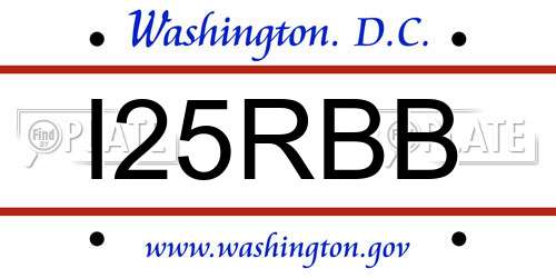 I25RBB District Of Columbia License Plate