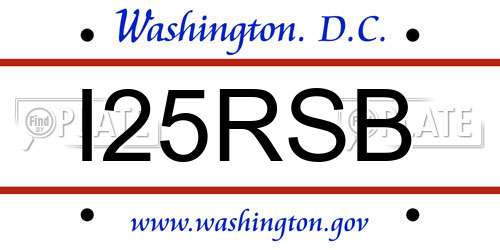 I25RSB District Of Columbia License Plate
