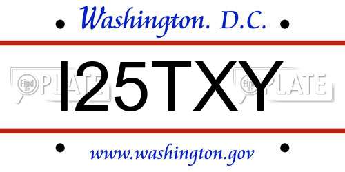 I25TXY District Of Columbia License Plate