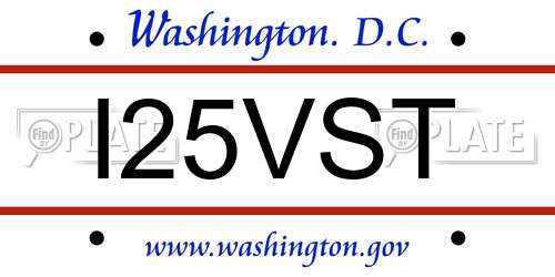 I25VST District Of Columbia License Plate