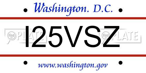 I25VSZ District Of Columbia License Plate