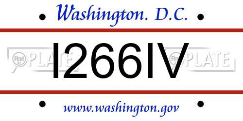 I266IV District Of Columbia License Plate