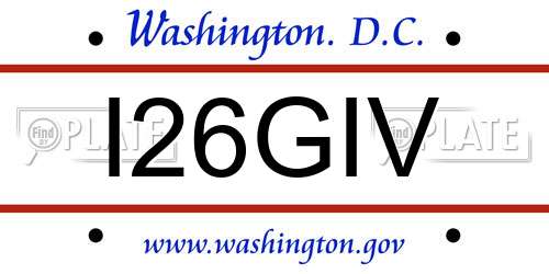 I26GIV District Of Columbia License Plate