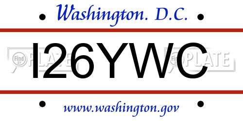 I26YWC District Of Columbia License Plate