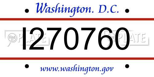 I270760 District Of Columbia License Plate