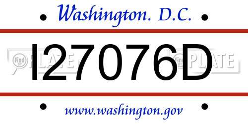 I27076D District Of Columbia License Plate