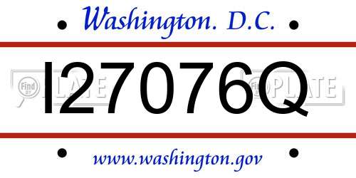 I27076Q District Of Columbia License Plate