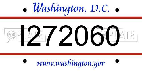 I272060 District Of Columbia License Plate
