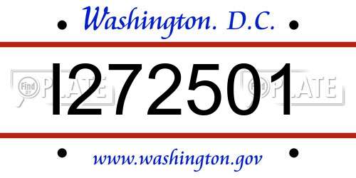 I272501 District Of Columbia License Plate