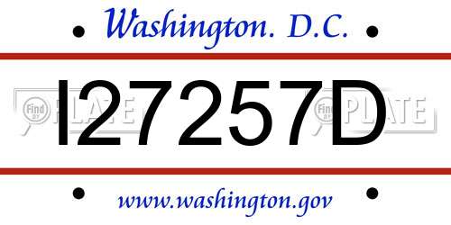 I27257D District Of Columbia License Plate