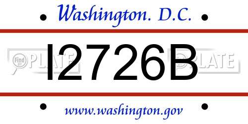 I2726B District Of Columbia License Plate