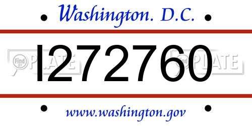 I272760 District Of Columbia License Plate