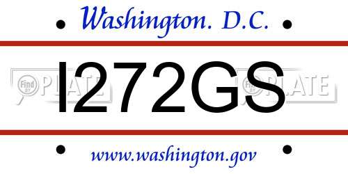 I272GS District Of Columbia License Plate