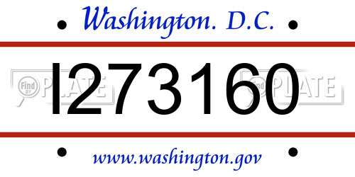 I273160 District Of Columbia License Plate
