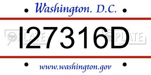I27316D District Of Columbia License Plate