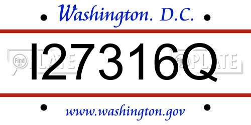 I27316Q District Of Columbia License Plate