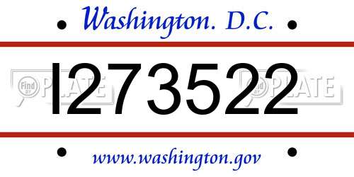 I273522 District Of Columbia License Plate