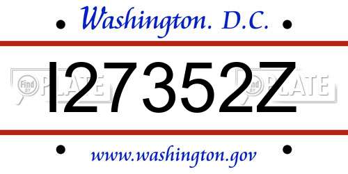 I27352Z District Of Columbia License Plate