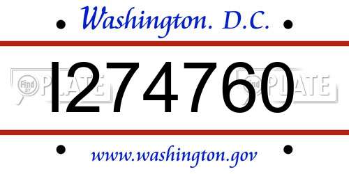 I274760 District Of Columbia License Plate