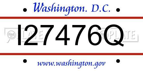 I27476Q District Of Columbia License Plate