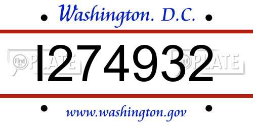 I274932 District Of Columbia License Plate