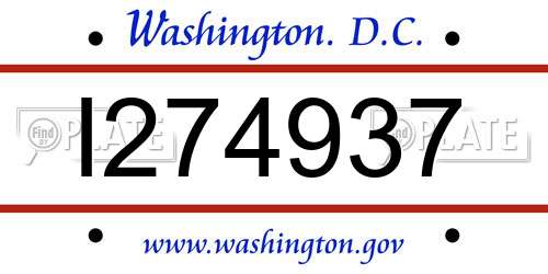 I274937 District Of Columbia License Plate