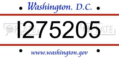 I275205 District Of Columbia License Plate