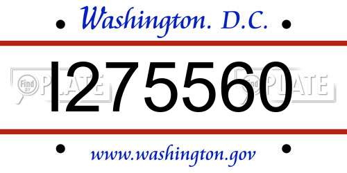I275560 District Of Columbia License Plate