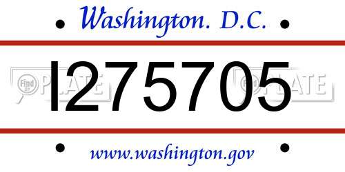 I275705 District Of Columbia License Plate