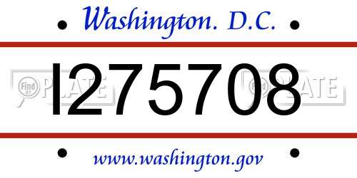 I275708 District Of Columbia License Plate