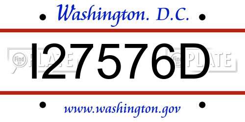 I27576D District Of Columbia License Plate