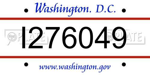 I276049 District Of Columbia License Plate