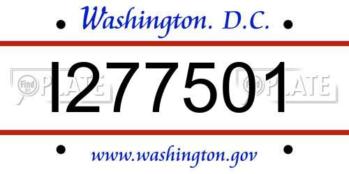 I277501 District Of Columbia License Plate
