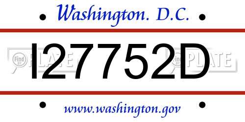I27752D District Of Columbia License Plate