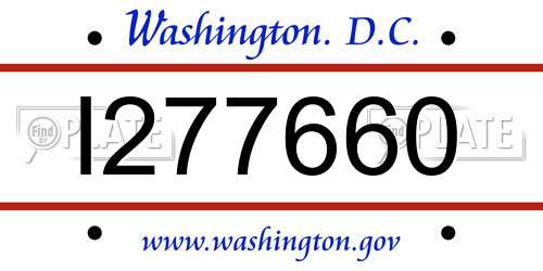 I277660 District Of Columbia License Plate