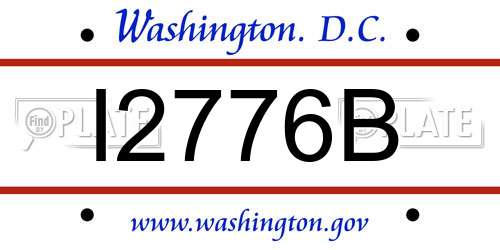 I2776B District Of Columbia License Plate