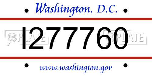 I277760 District Of Columbia License Plate