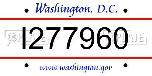 I277960 District Of Columbia License Plate