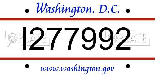 I277992 District Of Columbia License Plate