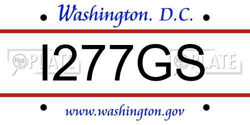 I277GS District Of Columbia License Plate
