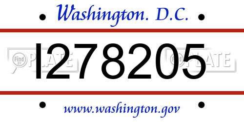 I278205 District Of Columbia License Plate