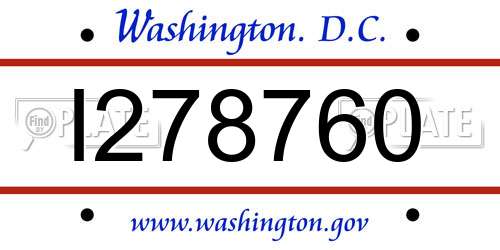 I278760 District Of Columbia License Plate