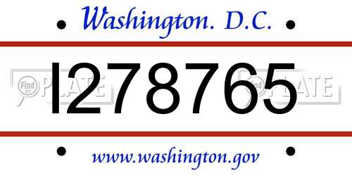 I278765 District Of Columbia License Plate